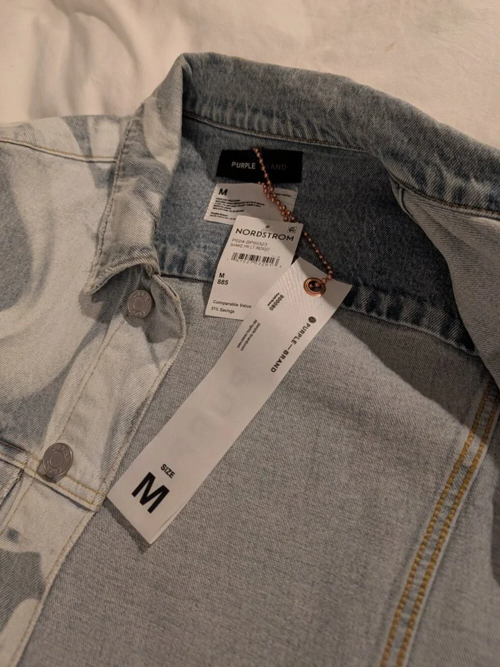 BRAND NEW WITH TAGS - Medium - PURPLE BRAND Indigo Snake Print Denim Jacket